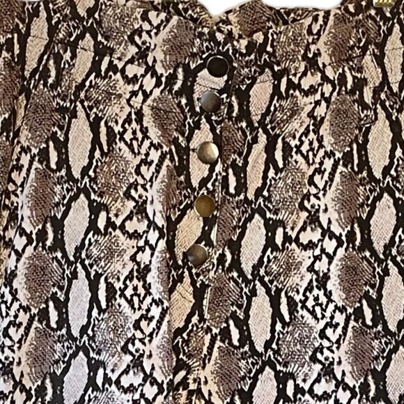 TAXI Junior's Snakeskin Ankle Jeggings Button Fly Elastic Paper Bag Waist  Large - Picture 2 of 8